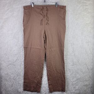 Vtg Tweeds Womens L Tan 100% Linen Pants 80s 90s Classic Earthy